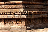 The great Chola temples of Tamil Nadu - The Airavatesvara temple of Darasuram. Detail of the basement of the mandapa. 